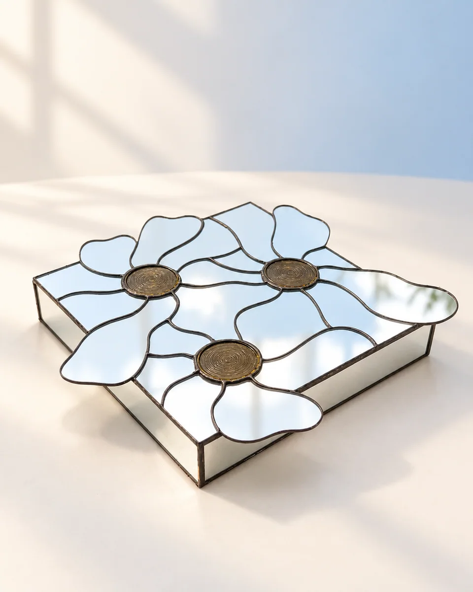 Fleurs en miroir, mise en scène numérique
